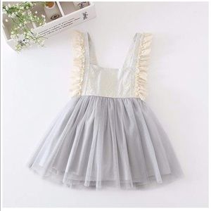 Cream and Bluish Gray Lace Boho Dress